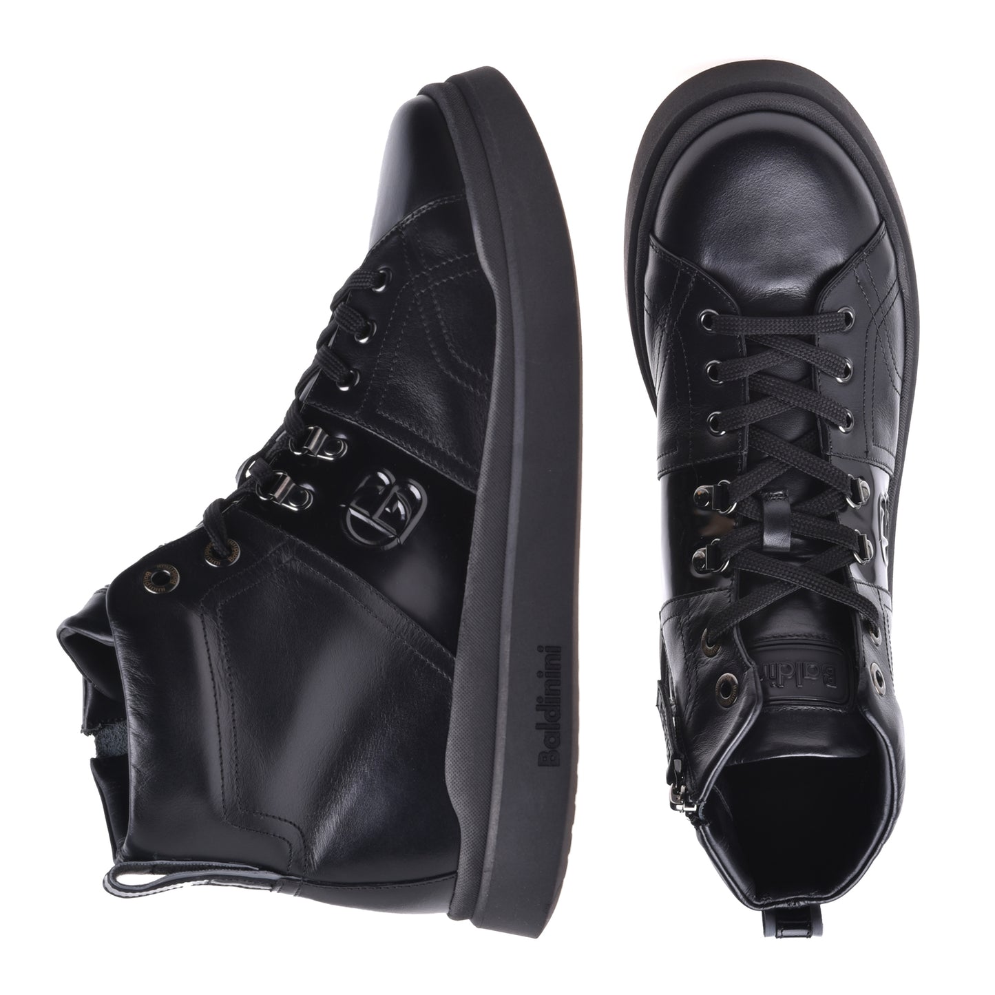 Sneakers montantes en cuir noir