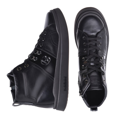 Sneakers montantes en cuir noir