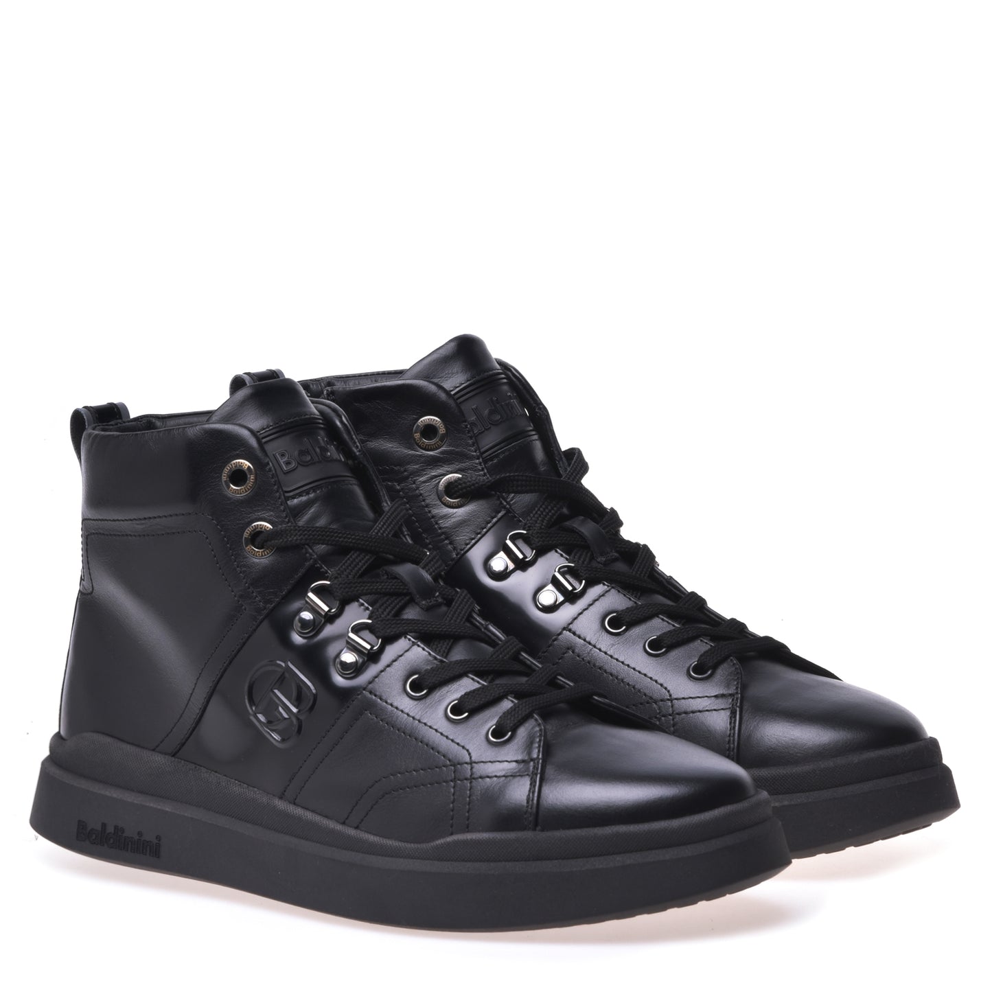 Sneakers montantes en cuir noir