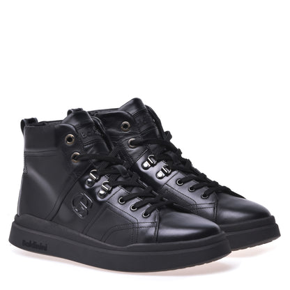 Sneakers montantes en cuir noir