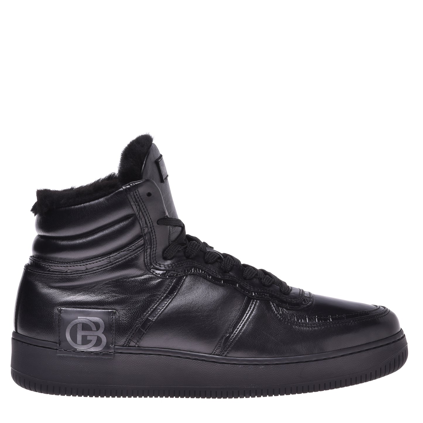 Sneakers montantes en cuir noir