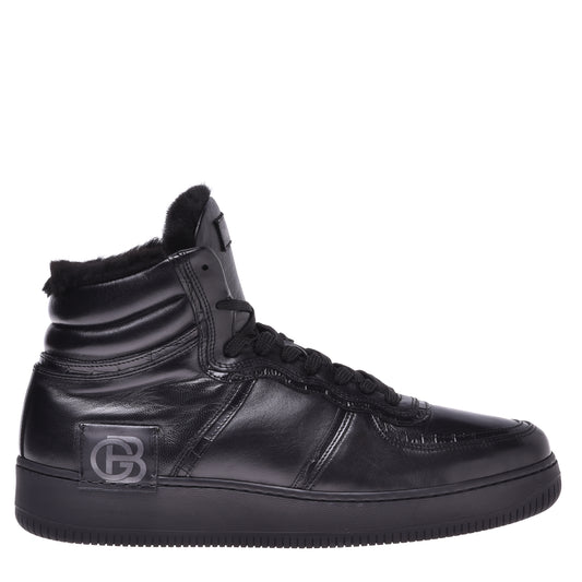 Sneakers montantes en cuir noir