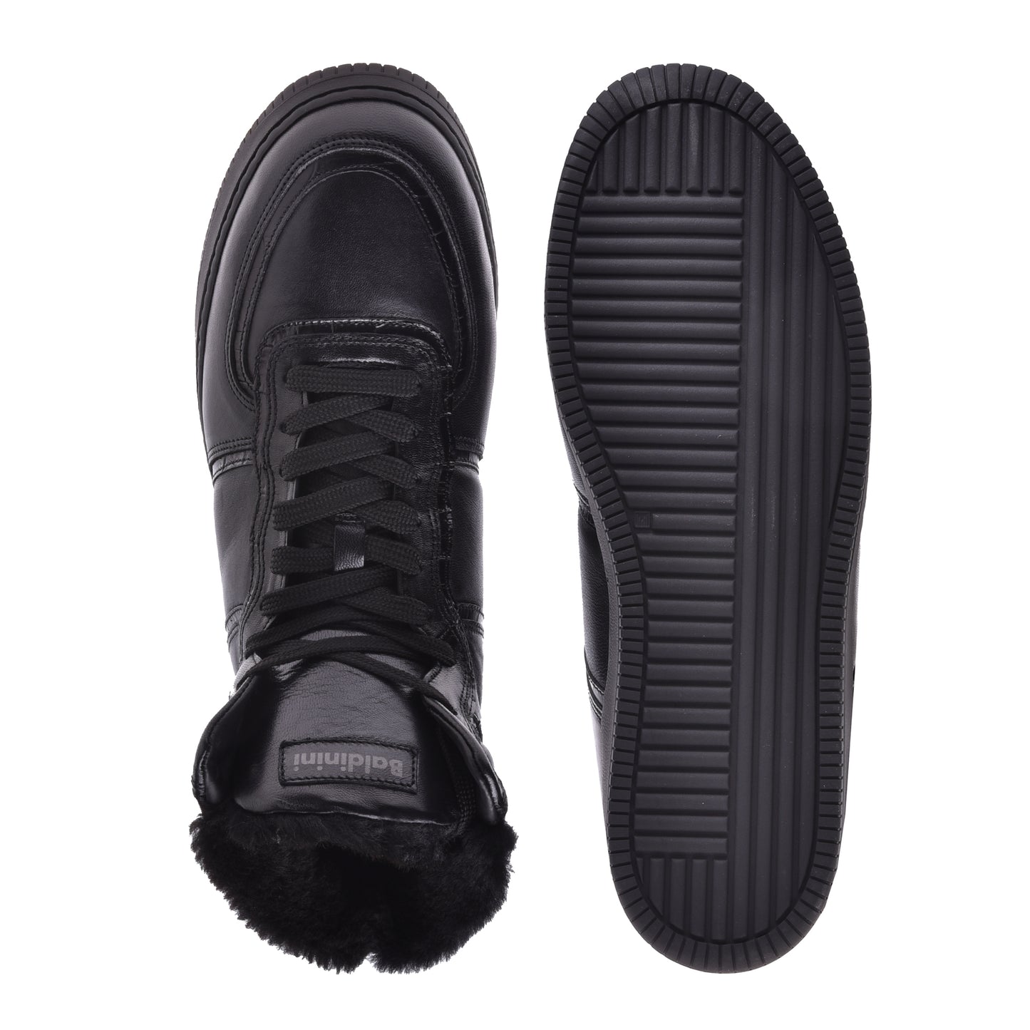 Sneakers montantes en cuir noir