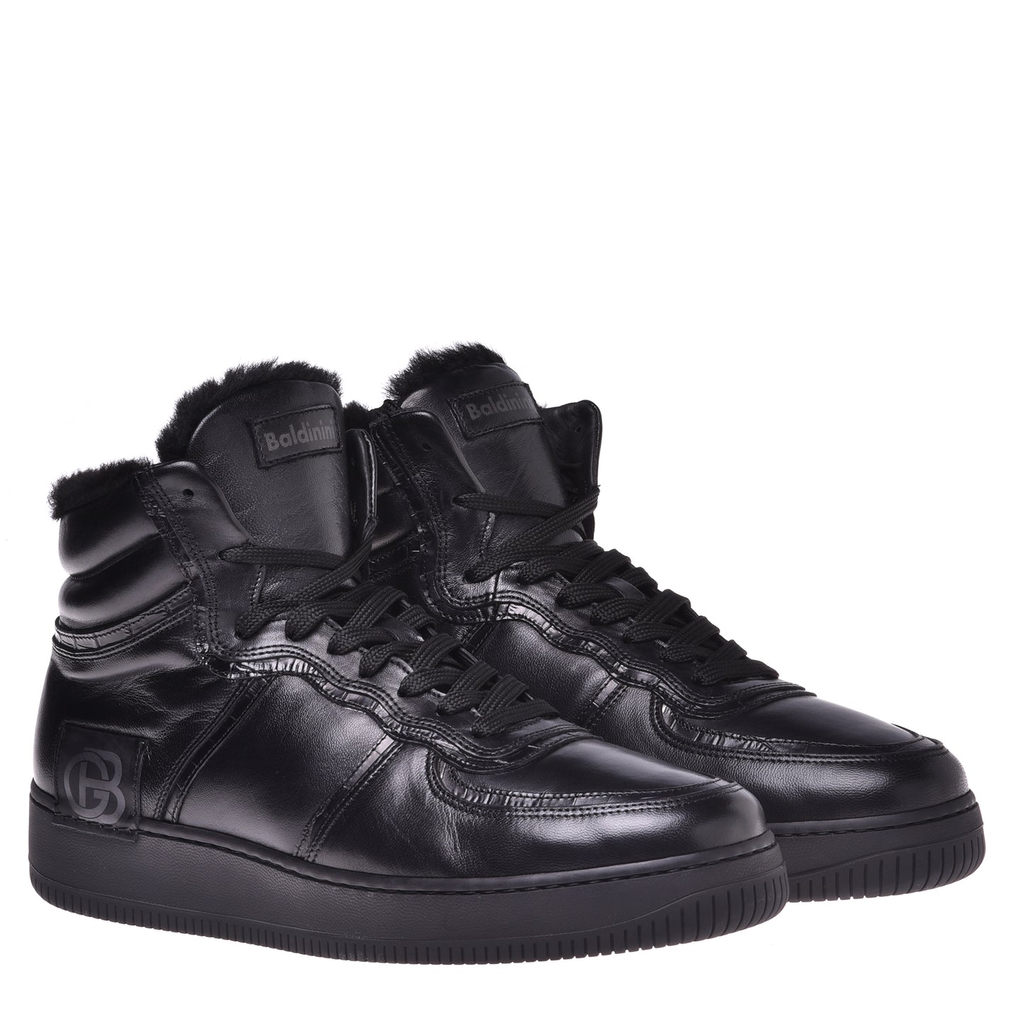 Sneakers montantes en cuir noir