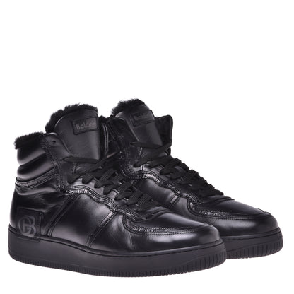 Sneakers montantes en cuir noir
