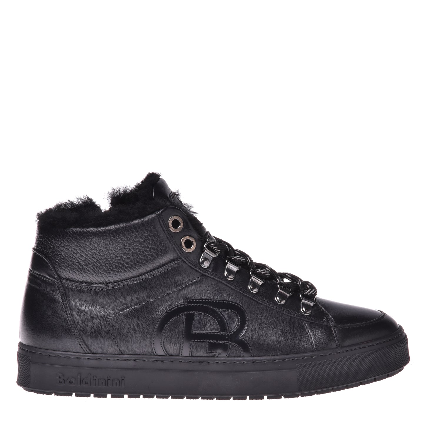 Sneakers montantes en cuir de veau noir