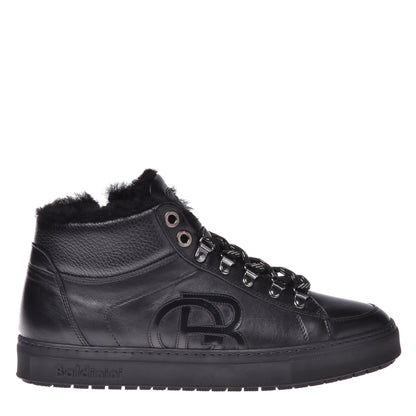 Sneakers montantes en cuir de veau noir