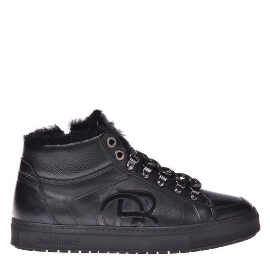 Sneakers montantes en cuir de veau noir