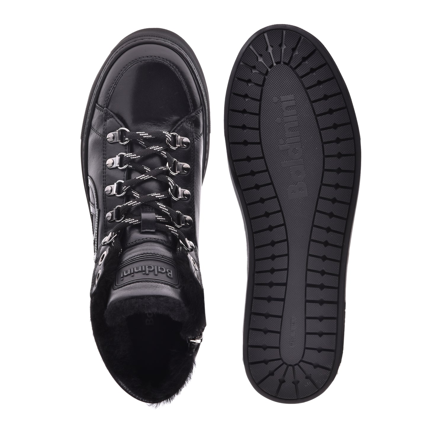 Sneakers montantes en cuir de veau noir