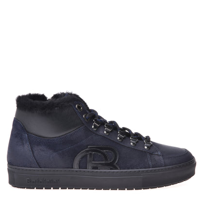 Sneakers montantes en daim bleu foncé