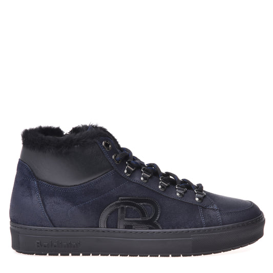 Sneakers montantes en daim bleu foncé