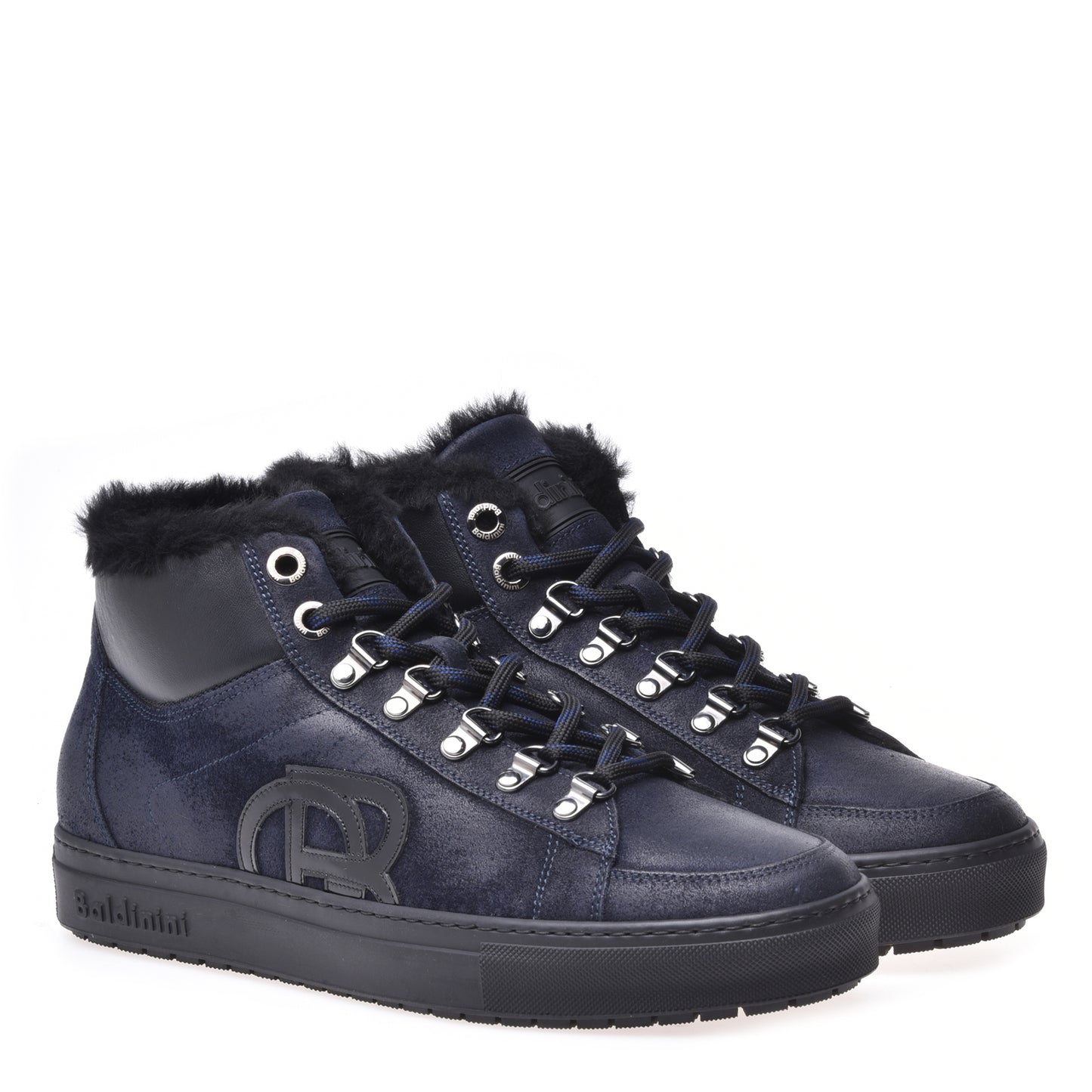 Sneakers montantes en daim bleu foncé