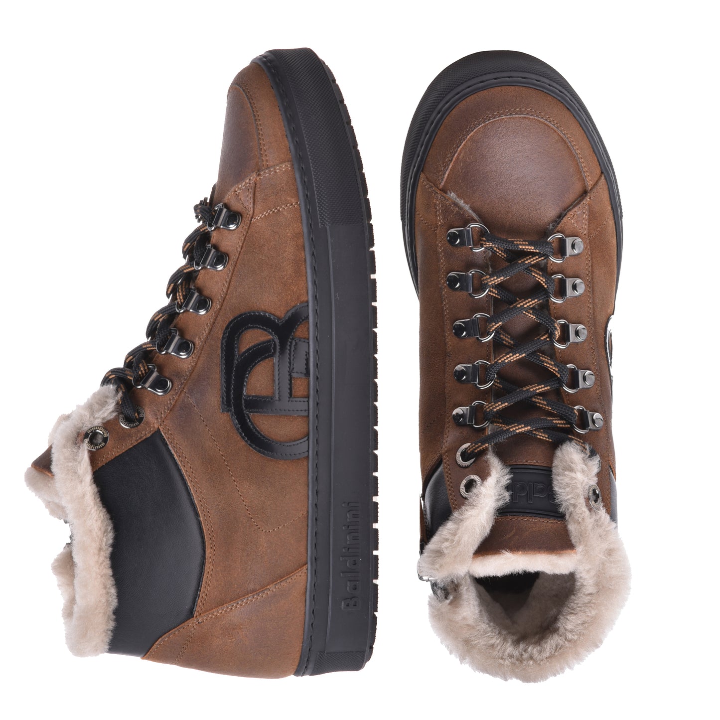 Sneakers montantes en daim tabac