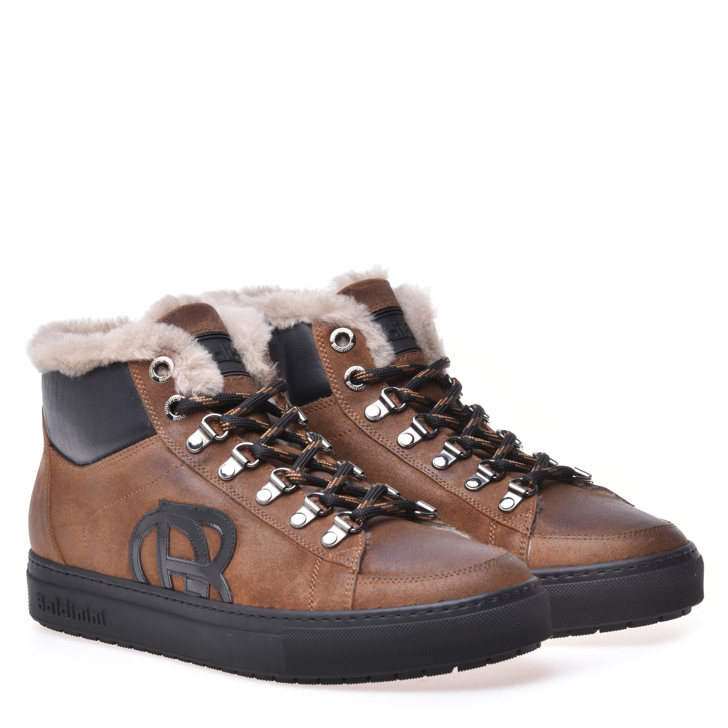 Sneakers montantes en daim tabac