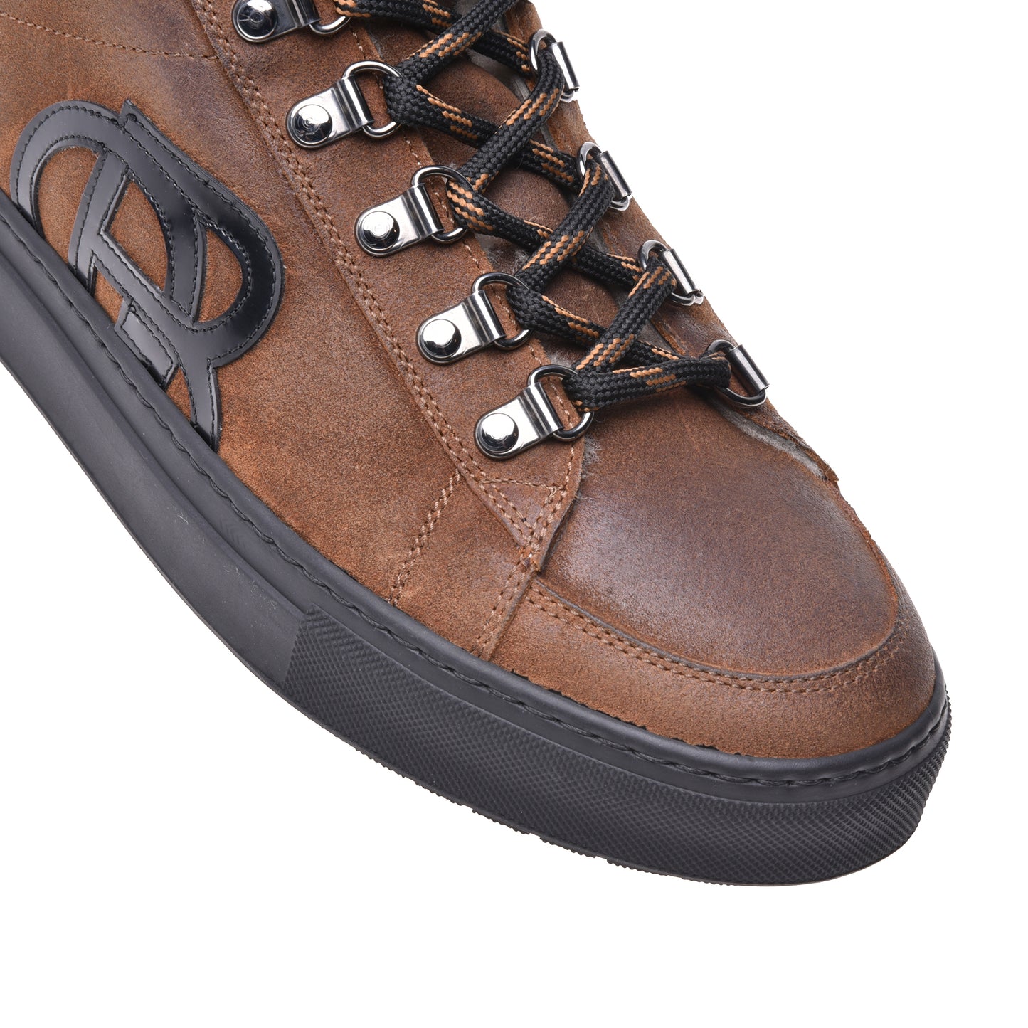 Sneakers montantes en daim tabac