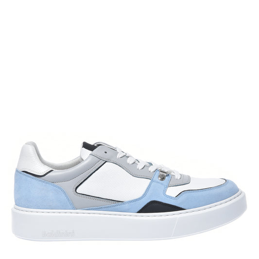 Basket basse en cuir bleu clair et gris