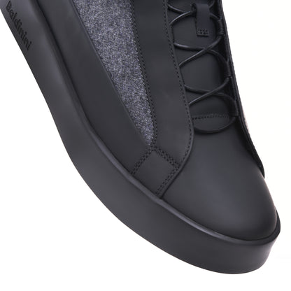 Sneakers montantes en cuir noir et feutre