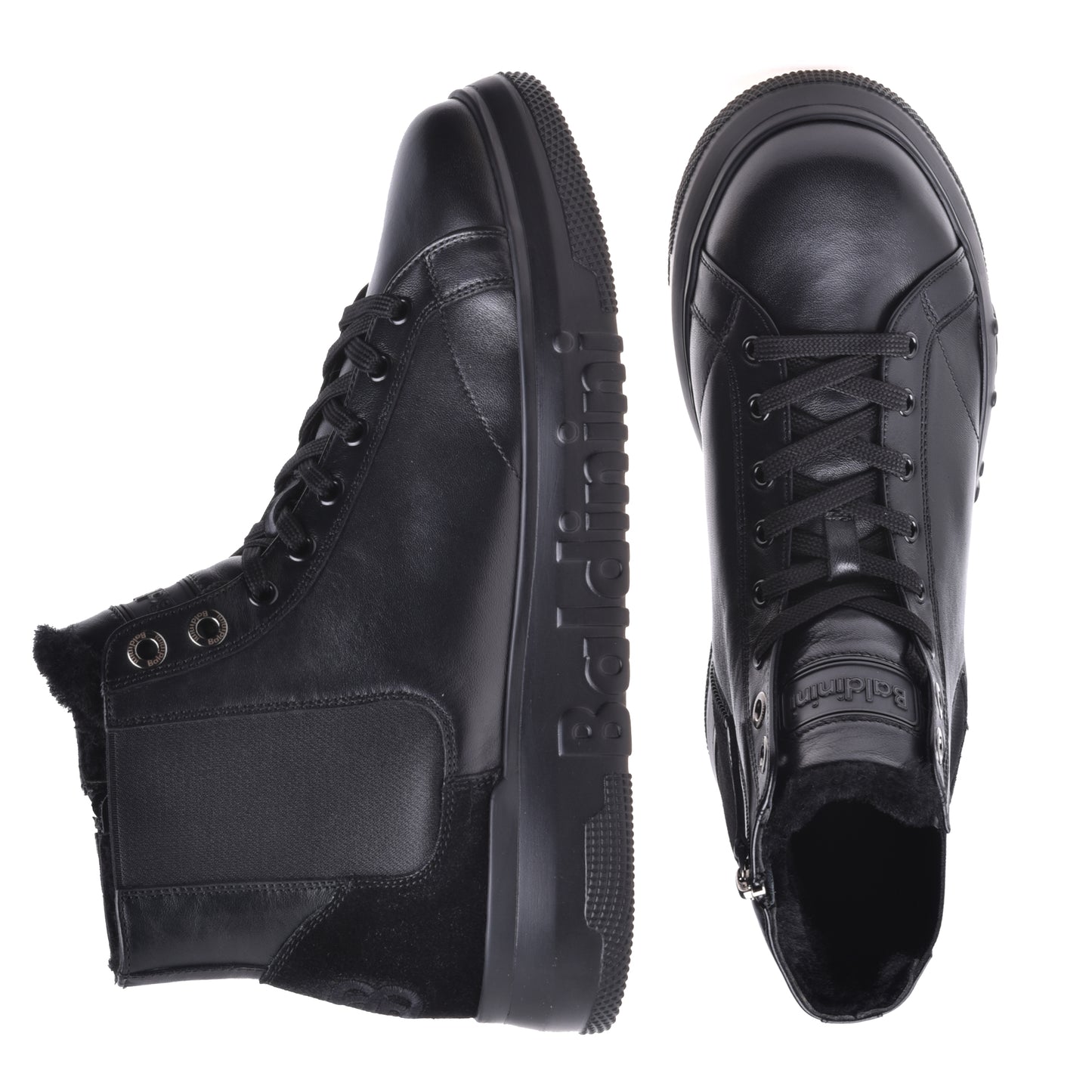 Sneakers montantes en nappa noir