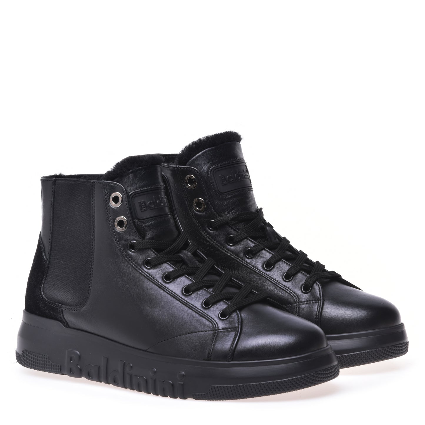 Sneakers montantes en nappa noir
