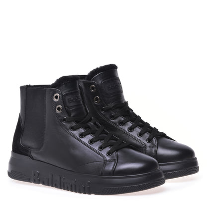 Sneakers montantes en nappa noir