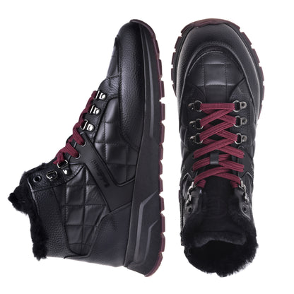 Sneakers montantes en cuir foulonné et cuir nappa noir