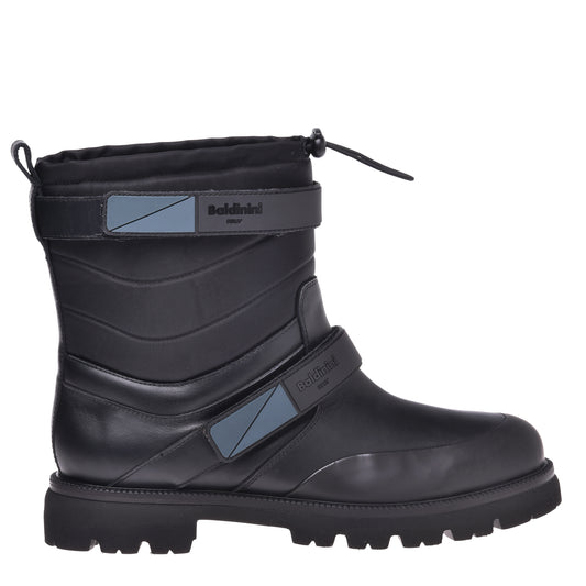 Bottes en cuir et nylon noir