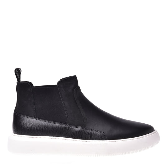 Sneakers montantes en cuir noir