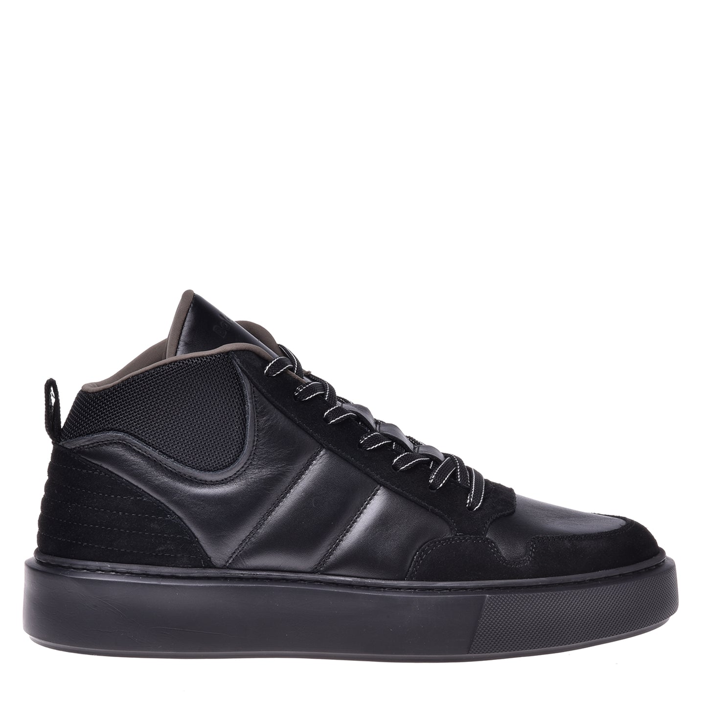 Sneakers montantes en nappa et suède noir