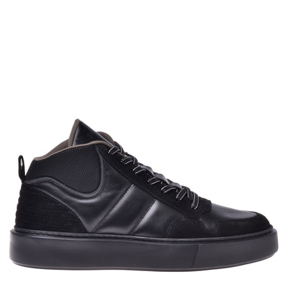 Sneakers montantes en nappa et suède noir