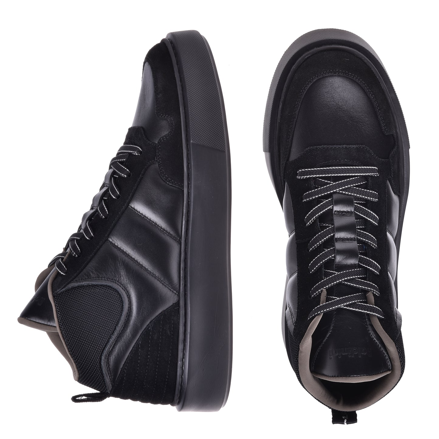 Sneakers montantes en nappa et suède noir