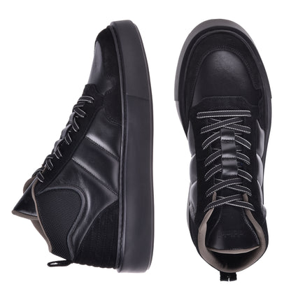 Sneakers montantes en nappa et suède noir