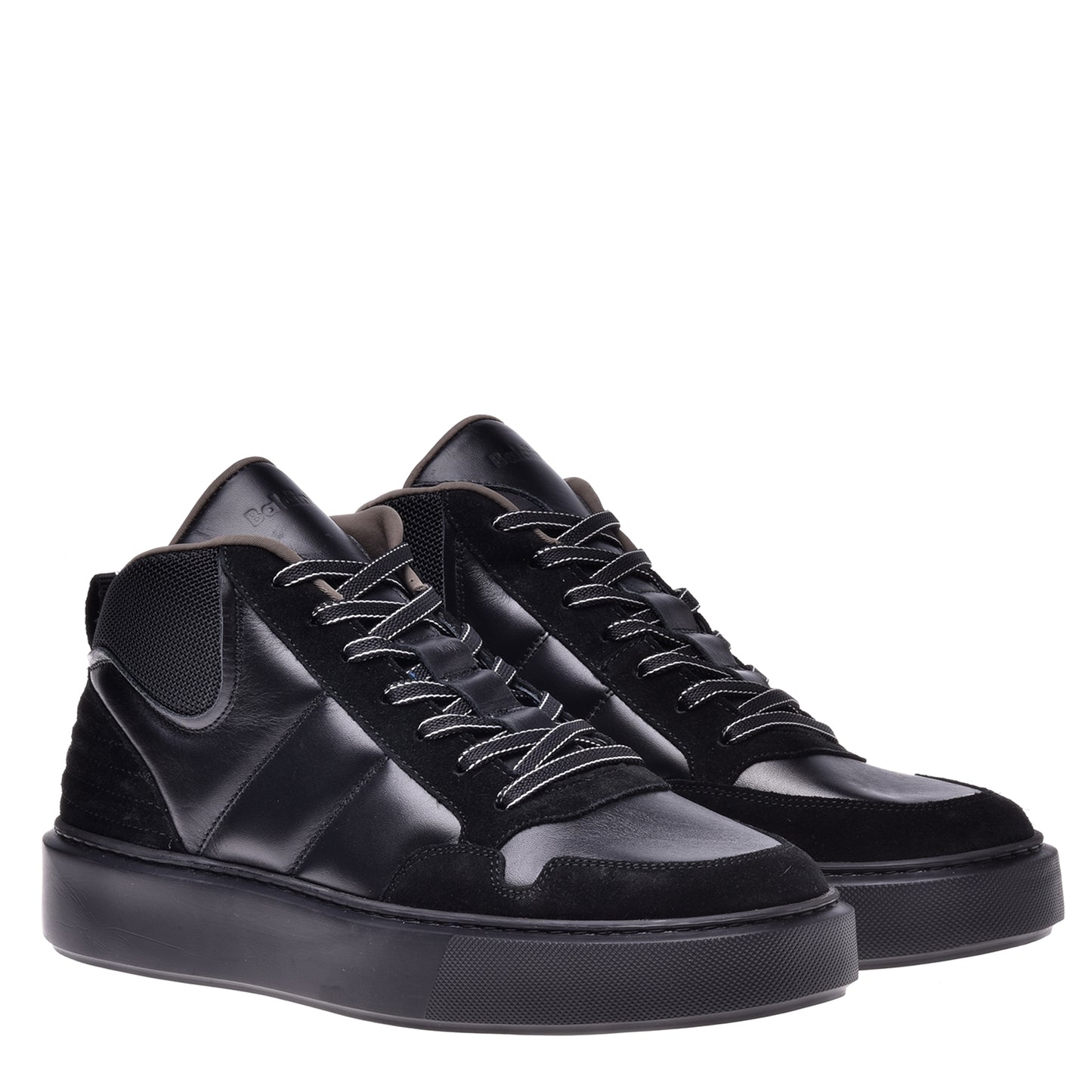 Sneakers montantes en nappa et suède noir