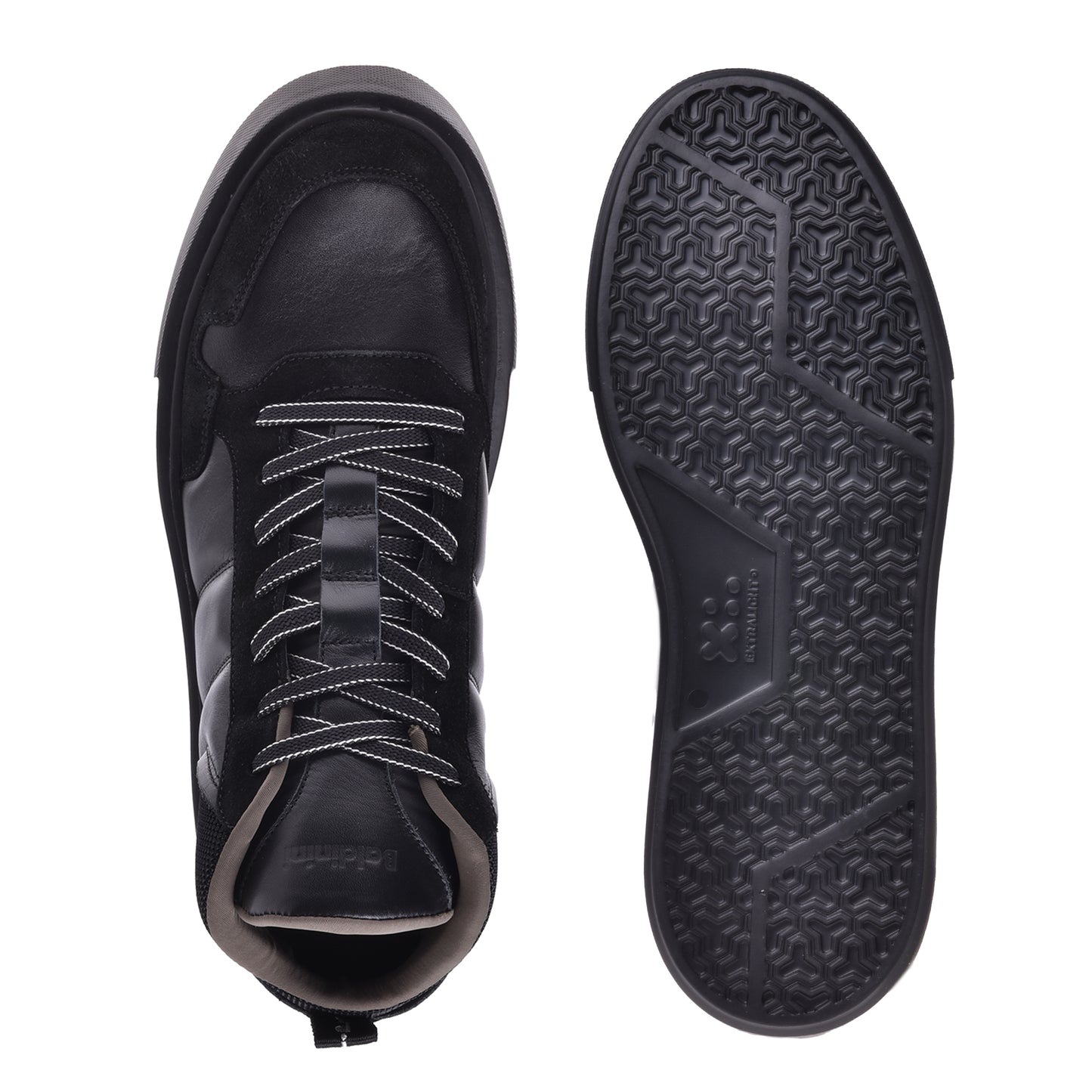 Sneakers montantes en nappa et suède noir