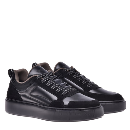 Sneakers en nappa et suède noir