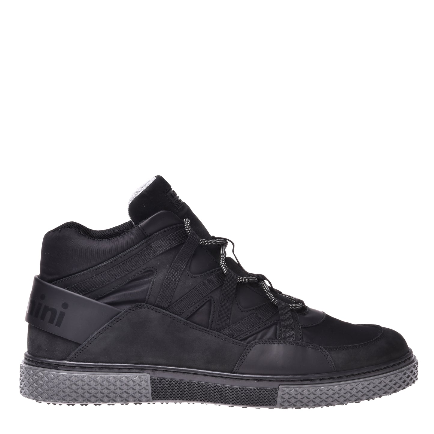 Sneakers mi-hautes en nubuck noir et tissu noir