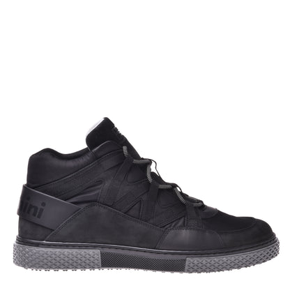 Sneakers mi-hautes en nubuck noir et tissu noir