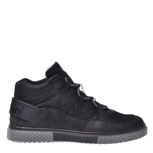 Sneakers mi-hautes en nubuck noir et tissu noir
