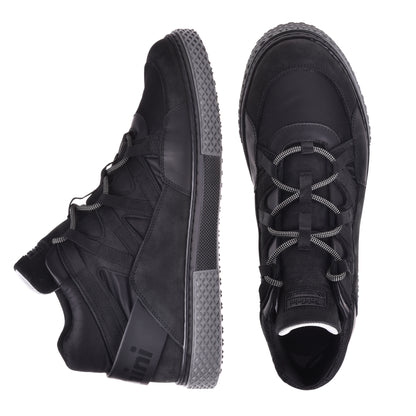 Sneakers mi-hautes en nubuck noir et tissu noir