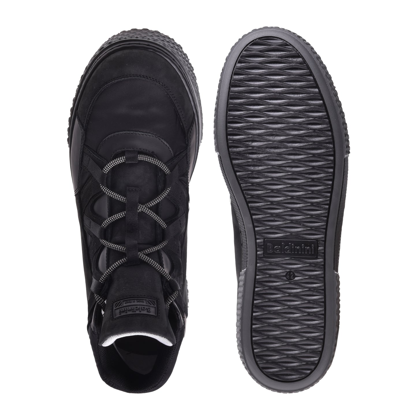 Sneakers mi-hautes en nubuck noir et tissu noir