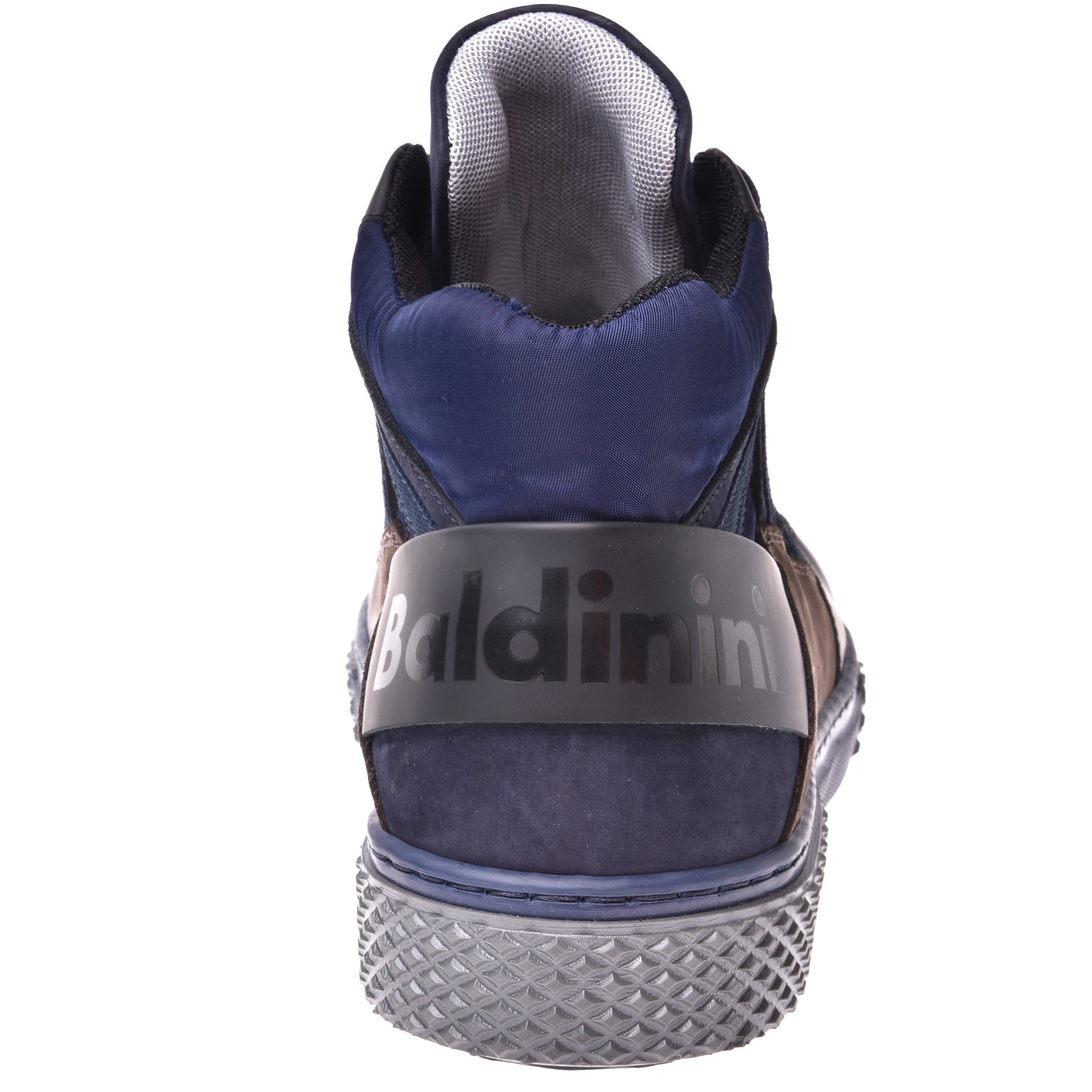 Sneakers mi-hautes en nubuck noir et tissu bleu