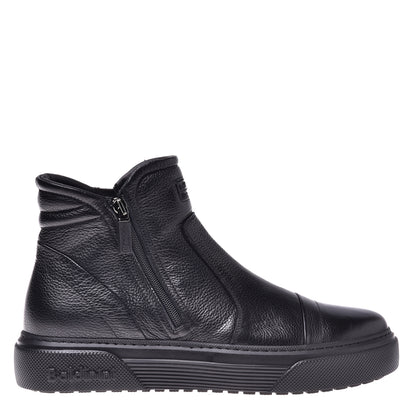 Sneakers mi-hautes en cuir noir