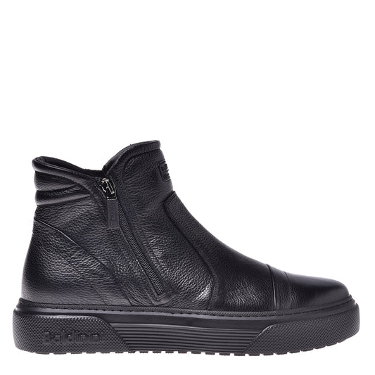 Sneakers mi-hautes en cuir noir