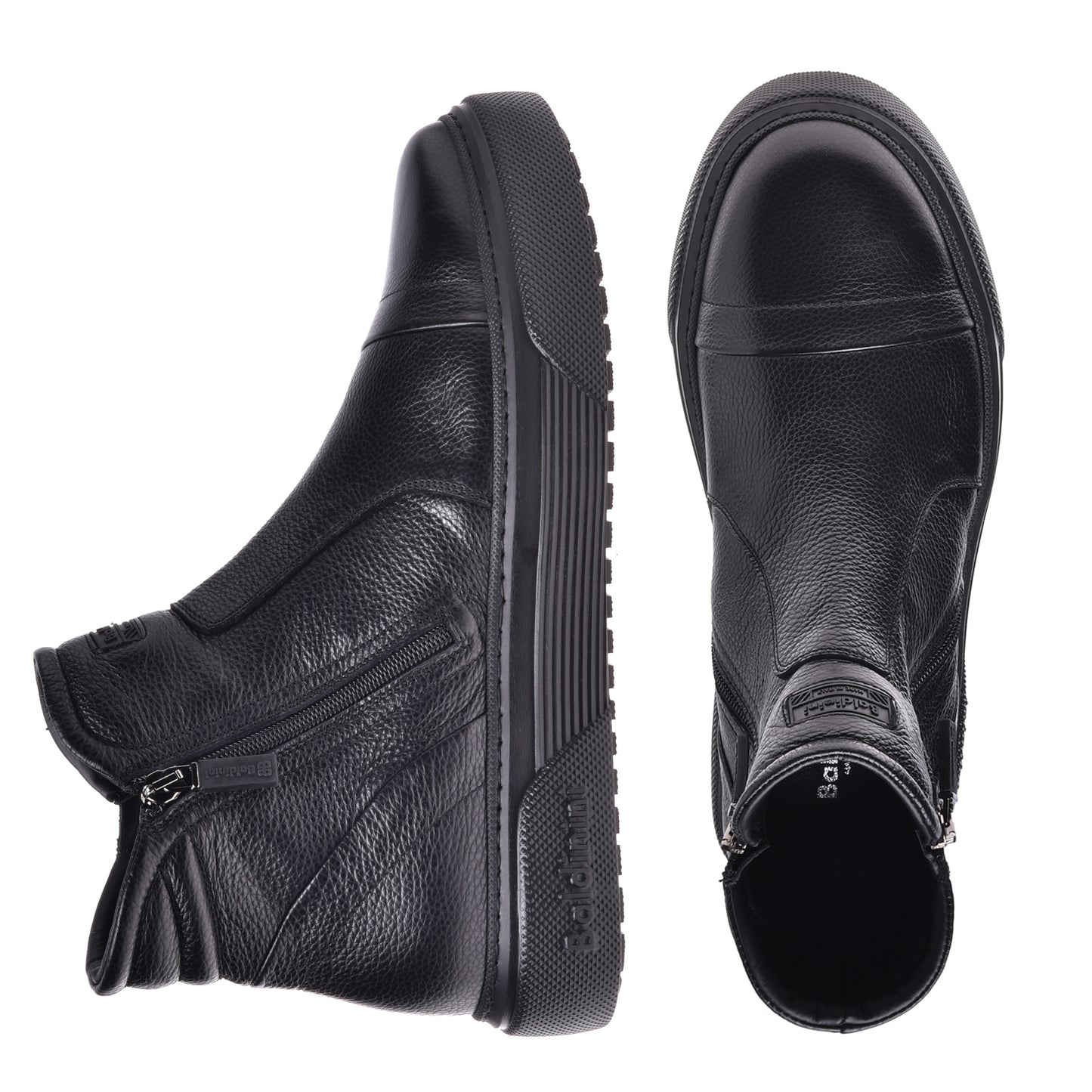 Sneakers mi-hautes en cuir noir