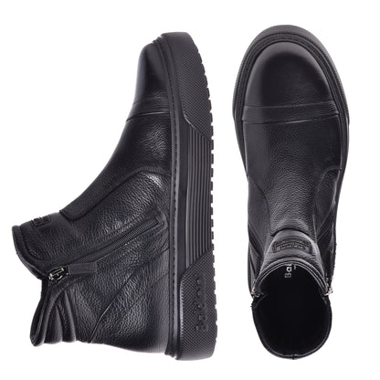 Sneakers mi-hautes en cuir noir
