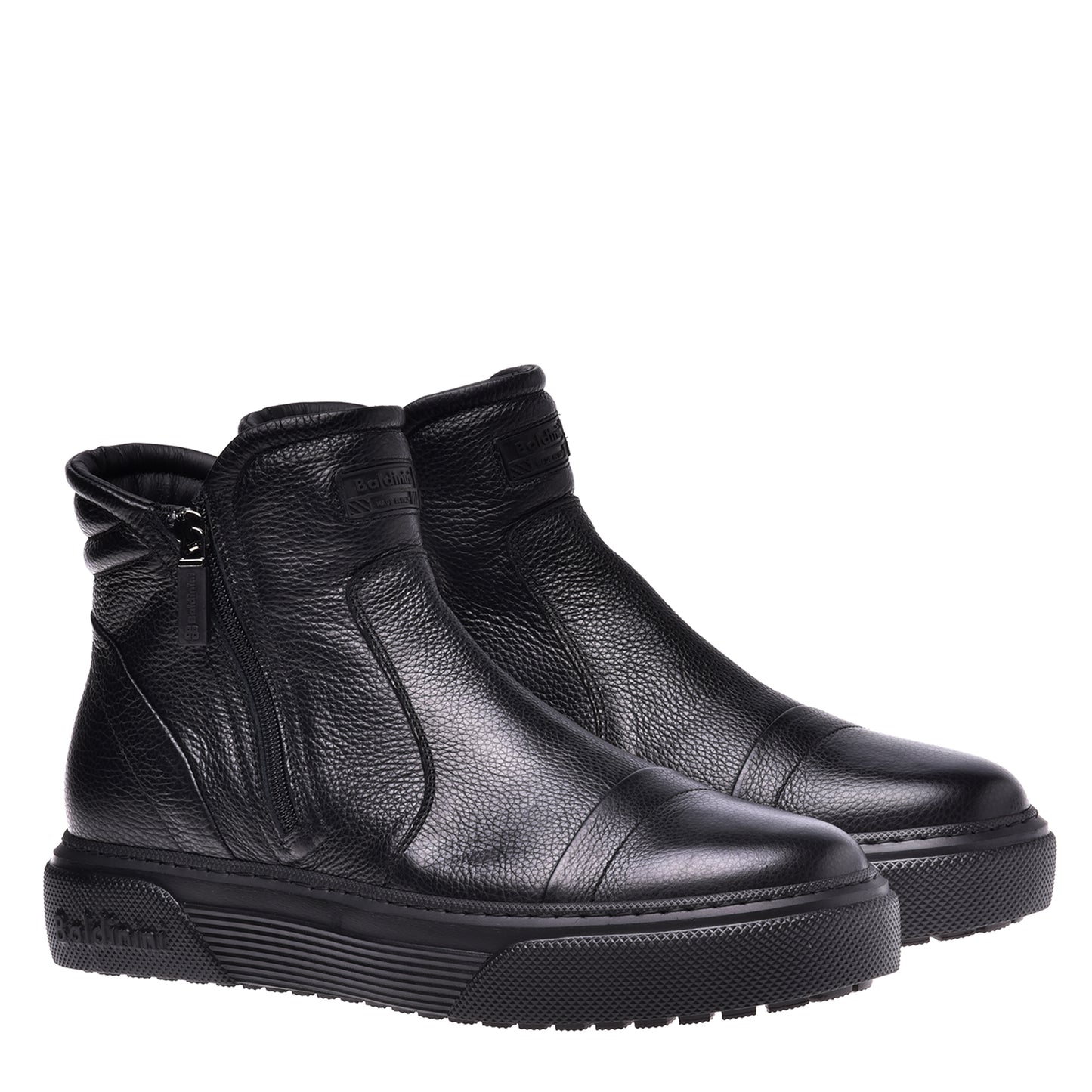 Sneakers mi-hautes en cuir noir