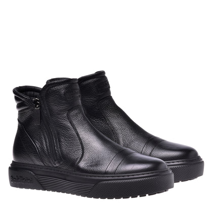Sneakers mi-hautes en cuir noir
