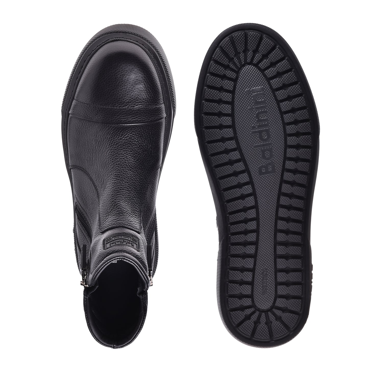 Sneakers mi-hautes en cuir noir