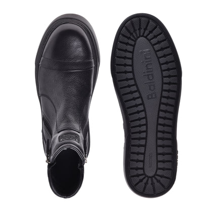 Sneakers mi-hautes en cuir noir