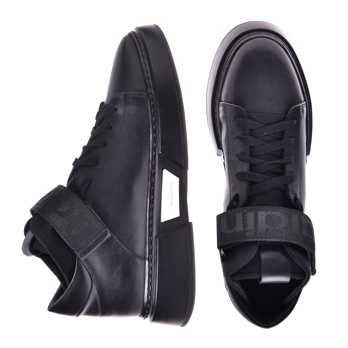 Sneakers montantes en cuir noir