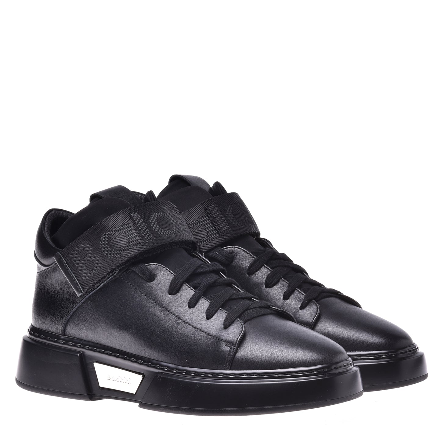 Sneakers montantes en cuir noir